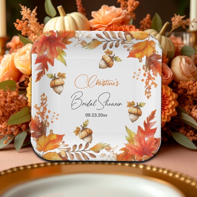 Elegant Fall Boho Floral Bridal Shower Paper Plates (Creator Uploaded)