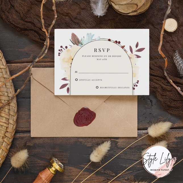 Elegant Fall Botanical Floral Wedding RSVP Card (Creator Uploaded)