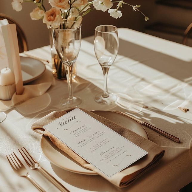 Elegant Fall Botanical Ivory & Ash Wedding Dinner Menu (Creator Uploaded)