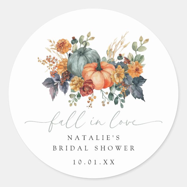 Elegant Fall Bridal Shower Classic Round Sticker (Front)
