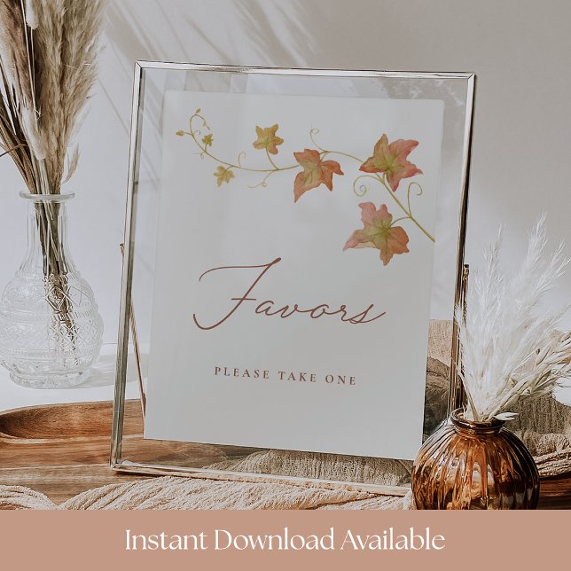 Elegant Fall Bridal Shower Favor Table Sign (Creator Uploaded)