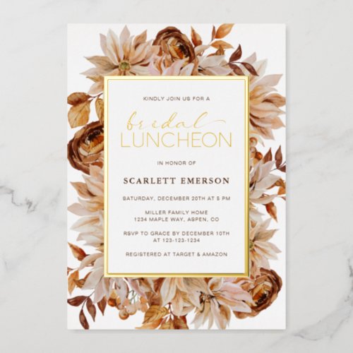 Elegant Fall Bridal Shower Foil Invitation