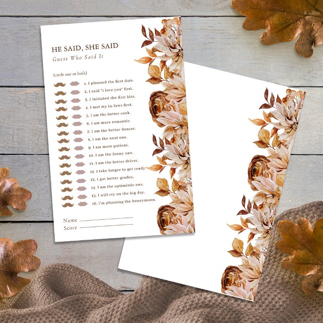 Elegant Fall Bridal Shower Game (Elegant Fall Bridal Shower Game
)