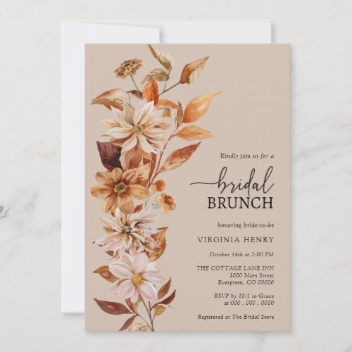 Elegant Fall Bridal Shower Invitation