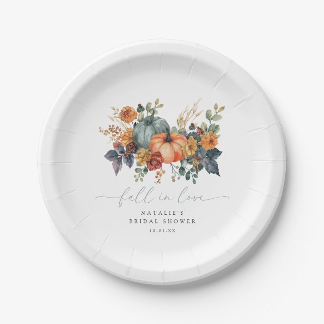 Elegant Fall Bridal Shower Paper Plates (Front)