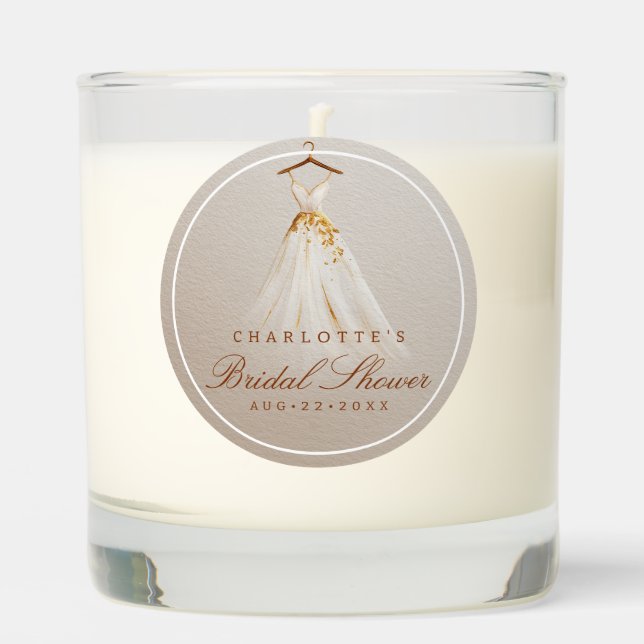 Elegant Fall Bridal Shower Prize Candle – Dress  (Front)