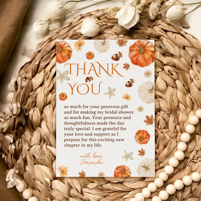 Elegant Fall Bridal Shower  Thank You Card (Creator Uploaded)