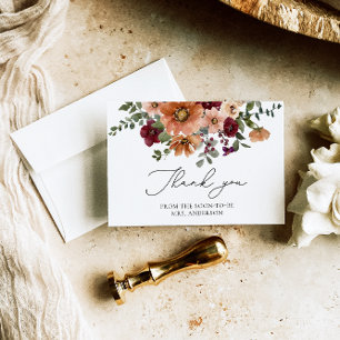 Elegant Fall Bridal Shower Thank You Card