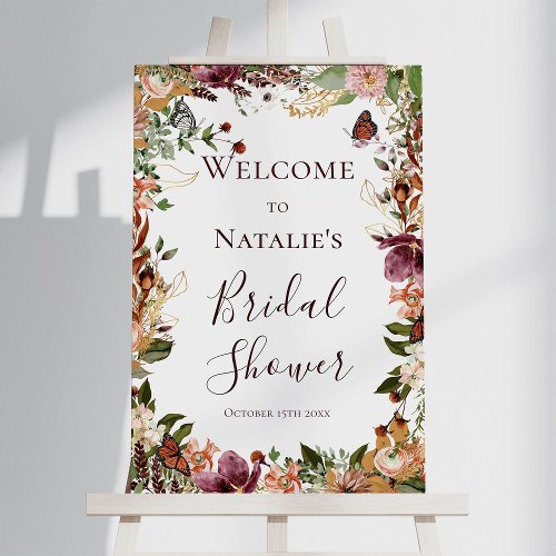 Elegant Fall Bridal Shower Welcome Poster