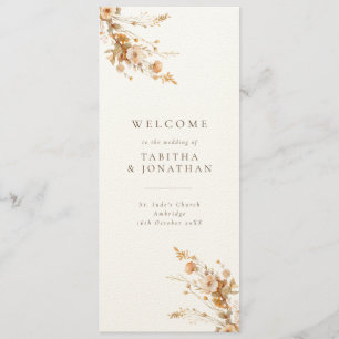 Elegant Fall Brown & Orange Wildflowers Wedding Program