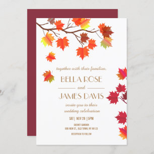 Elegant Fall Burgundy Wedding Invitations