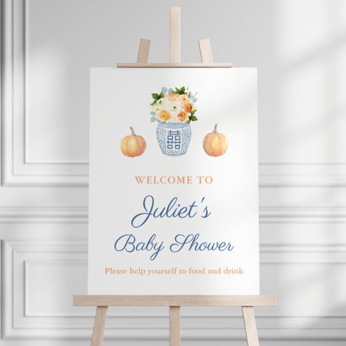 Elegant Fall Chinoiserie Baby Shower Welcome   Foam Board