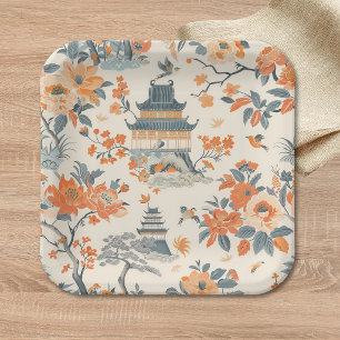 Elegant Fall Chinoiserie Paper Plate