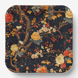 Elegant Fall Chinoiserie Paper Plate