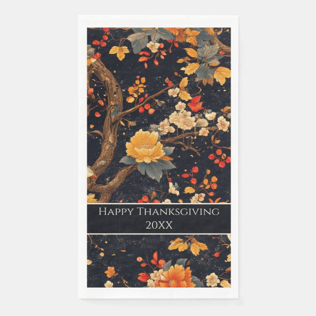 Elegant Fall Chinoiserie Paper Plate Guest Towels (Front)