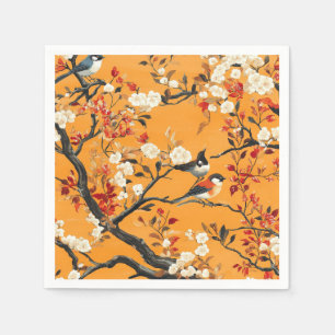 Elegant Fall Chinoiserie Paper Plate Napkins