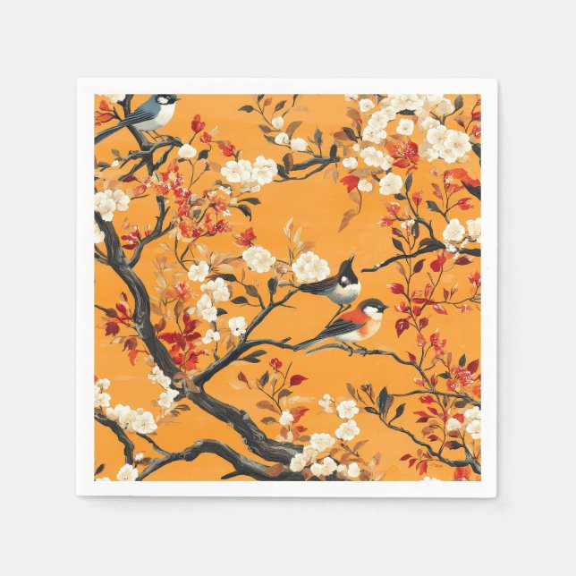 Elegant Fall Chinoiserie Paper Plate Napkins (Front)