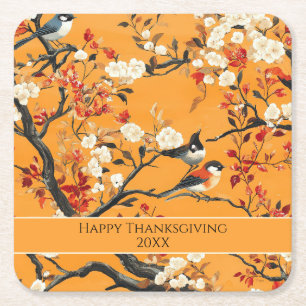 Elegant Fall Chinoiserie Paper Plate Square Paper Coaster