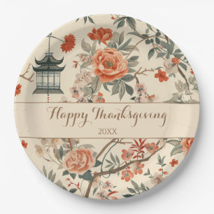 Elegant Fall Chinoiserie Thanksgiving Paper Plates