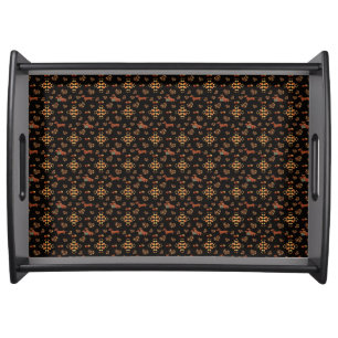 Elegant Fall Dachshund Pattern: Autumn Blooms Serving Tray