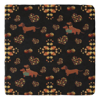 Elegant Fall Dachshund Pattern: Autumn Blooms Trivet