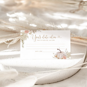 Elegant fall Date night ideas. Date jar Enclosure  Card