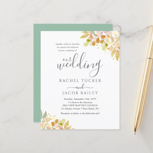 Elegant Fall Eucalyptus Floral Wedding Invitation