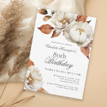 Elegant Fall Floral 80th Birthday Party Invitation<br><div class="desc">A beautifully elegant 80th birthday party invitation for the autumn months, this feminine design features elegant ivory watercolor florals and fall leaves bordering your text. It makes a perfect choice for birthday celebrations in the autumn months. Note: the 80th birthday title can be personalized for any age birthday. Personalize the...</div>
