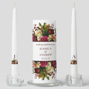 Elegant Fall Floral And The Two Shall Become One Unity Candle Set