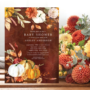 Elegant Fall Floral Autumn Baby Shower Invitation