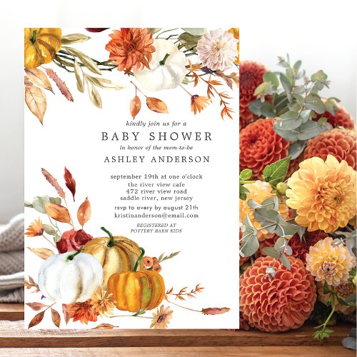 Elegant Fall Floral Autumn Baby Shower  Invitation
