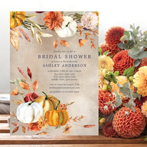 Elegant Fall Floral Autumn Bridal Shower I Invitation