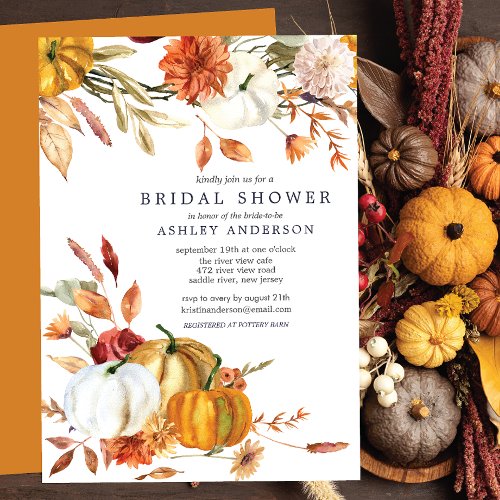 Elegant Fall Floral Autumn Bridal Shower I Invitation