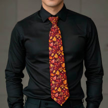 Elegant Fall Floral Bold Colored Botanical Tie