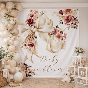 Elegant Fall Floral Bow Baby Shower Backdrop
