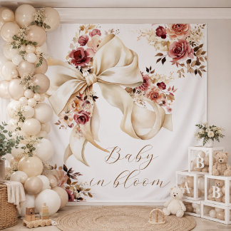 Elegant Fall Floral Bow Baby Shower Backdrop