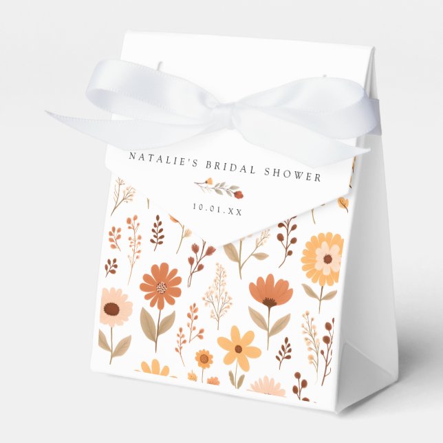 Elegant Fall Floral Bridal Shower Favor Boxes (Front Side)
