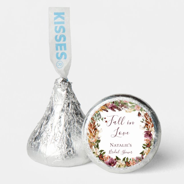 Elegant Fall Floral Bridal Shower Hershey®'s Kisses® (Front)