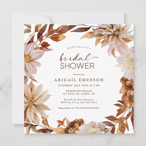 Elegant Fall Floral Bridal Shower Invitation