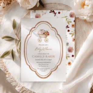 Elegant Fall Floral Burgundy Baby Shower Invitatio Invitation