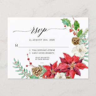 Elegant Fall Floral Burgundy Blush Floral Gold Holiday Postcard