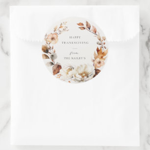 Elegant Fall Floral Classic Round Sticker