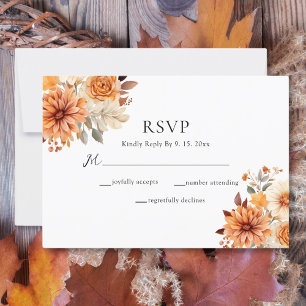 Elegant Fall Floral Daisy Wedding RSVP Card