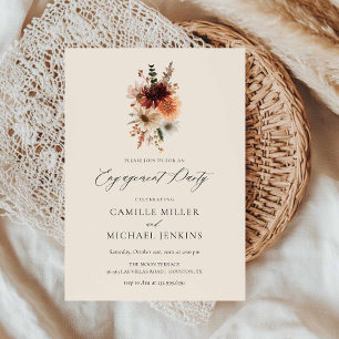 Elegant Fall Floral Engagement Party Invitation