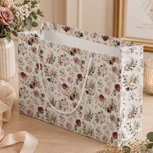 Elegant Fall Floral Gift Bag for Bridal Shower  (Floral Gift Bag)