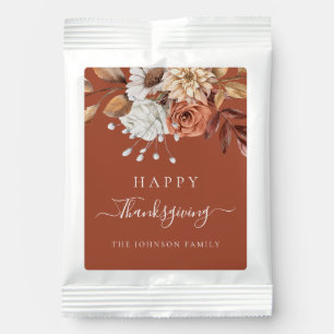 Elegant Fall Floral Happy Thanksgiving Hot Chocolate Drink Mix