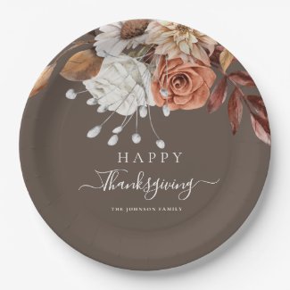 Elegant Fall Floral Happy Thanksgiving