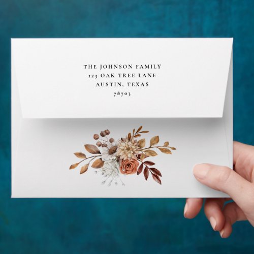 Elegant Fall Floral Leaves Address Envelope