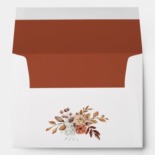 Elegant Fall Floral Leaves Address  Envelope