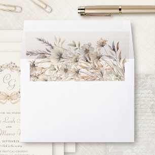 Elegant Fall Floral Leaves Wedding Envelope Liner